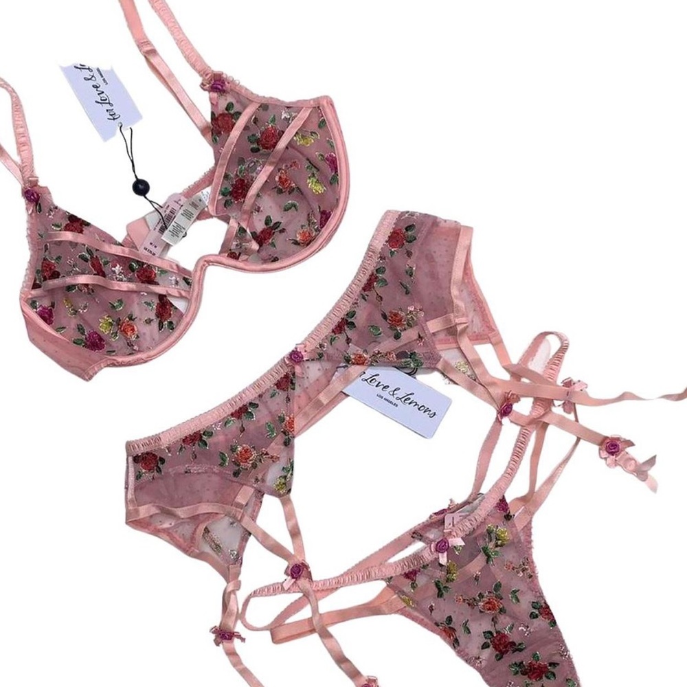 For Love & Lemons Eloise 3Pc Set Bra+Thong+Garter